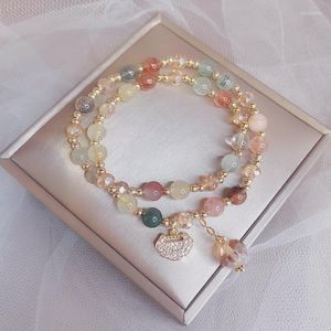 Braccialetti con ciondoli Rosa Sisi Doppio Cerchio Colore Capelli Cristallo Bracciale stile cinese per donna Micro-intarsiato Chiusura a lunga durata Granato Gioielli Lars2