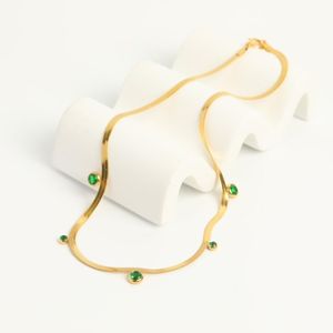 Chains Stainless Steel Necklace L K Gold Plated Emerald Women Snake Chain WaterproofChains