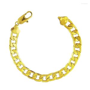 Braccialetti con ciondoli 10mm Miami Curb Bracciale cubano Catena per uomo 24k Colore oro Hip Hop Gioielli per feste 8 pollici RegaloCharm Inte22