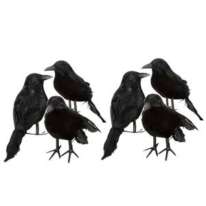 3pcs cadılar bayramı karga sahte kuş oyuncakları kuzgunlar prop süslü elbise dekorasyon sahne yapay simülasyon siyah hayvan modeli 220817