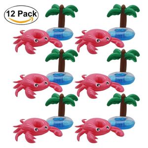 Party Decoration 12 Pack Crab Sommar Uppblåsbara Float Pool Dryck Hållare Simning Floatation Toy Blaidables
