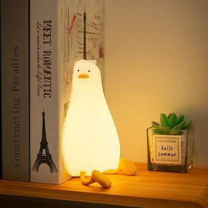 USB wiederaufladbare Ente Nachtlicht Cartoon Silikon Klopfschalter Kinder Schlafzimmer Nachttischlampe Handyhalter Kinder Geschenk