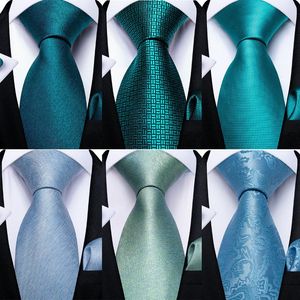 Галстуки -галстуки Dibangue Mens Seartie Teal Green Blue Solid Design Silk Wedder