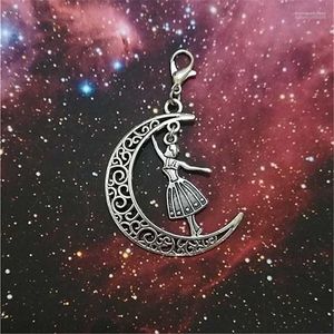 Charms 2 PCS Moon Charm Clip on Ballet Girls Hummer Buckle Ballerina Dancer Keychain Keyring Fantasy Jewelry1