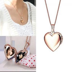 Hänge halsband hjärtformad vän po bild ram locket för halsband fashionpenden