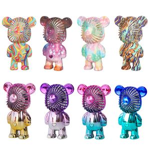 Bear Electric Fans Portable USB Charging Fan Handheld Spaceman Mini Electroplating Gradient Desktop 8 colors