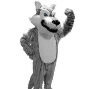 Lobo Cinzento Mascote Trajes Da Mascote Dos Desenhos Animados Do Dia Das Bruxas Tamanho Adulto Lobo De Pelúcia Longo Aniaml Fancy Party Dress vestido de fantasia venda direta da fábrica