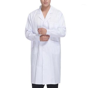 Fashion Solid Jacket Autumn Work Wear Doctors Nurses Clothing Unisex White Lab Coat Long Sleeve Pockets Uniform