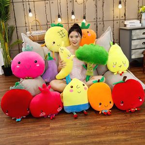 Cute Fruit Vegetable Family Plush Hugging Pillow Cartoon Soft Stuffed Toy with Hand Muffs Warmer Decorative Throw Pillow