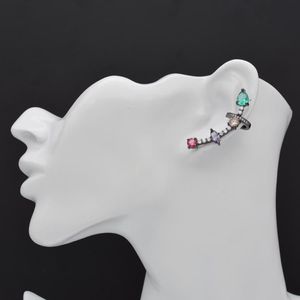 Clip-On skruv tillbaka elegant och klassisk antik silverpläterad färgglad zirkon tredimensionella örhängen vackra kvinnliga smyckenörklipp
