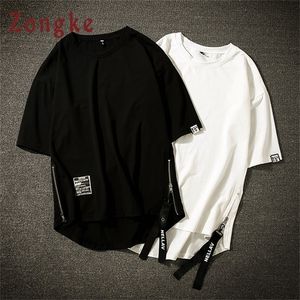 Zongke Beyaz T Gömlek Erkekler Gömlek Harajuku Vintage - Giysi Streetwear Hip Hop Yaz OP 5XL 220325