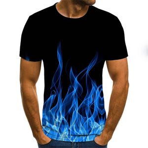 Flame Men's T-shirt Sommarmode Kortärmad 3D-runda nacktoppar E Element Shirt Trendy Men's T-Shirt 220505