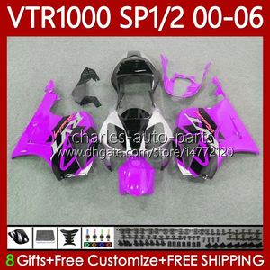 OEM Ciało dla Honda VTR RTV 1000 Purple Blk Vtr1000 00 01 02 03 2004 2005 2006 Nadwozie 123NO.154 RC51 SP1 SP2 VTR-1000 2000 2001 2002 2003 04 05 06 RTV1000 00-06 Owalnia