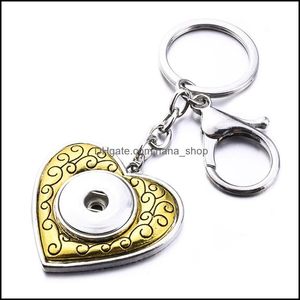 Key Rings Jewelry Heart Snap Button Simple 18Mm Keychains Keyring For Women Men Ginger Snaps Drop Delivery 2021 3Zxop