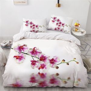 3D-Bettwäsche-Set, benutzerdefinierte Twin-Voll-Königin-King-Size-3-teiliges Bettbezug-Set, Decke, Quilt-Kissenbezug, Blumen-Bett-Set für Hochzeit 220616