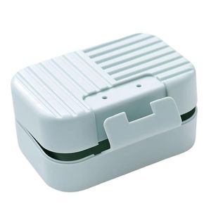 Kunststoff-Seifenschalen mit Deckel, Badezimmer-Seifen-Aufbewahrung, Anti-Rutsch-Tablett, Teller-Boxen, Reise, tragbarer Badezubehör-Box-Behälter