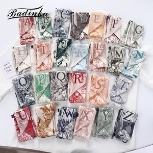 Lenços designer 26 letra inicial impressa longa bolsa magra de lenço de seda bandana feminina pequena lenços de gravata para lenços femininos lenços