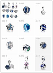 NOWOŚĆ 925 SREBRY SREBRY KADEKDY LUSKIE KREKTY ORYGINALNE PANDORA BRAND BRANDELETORIA BRYKUJĄCA GWIAZD BLUE FOX Wisiant Charms DIY Women Prezent Biżuteria