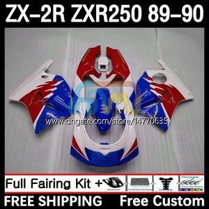 Полный набор для кузова для Kawasaki Ninja ZX 2R 2 R R250 ZXR 250 ZX2R ZXR250 1989 1990 КОЛИЦИЯ 8DH.31 ZX-2R ZXR-250 89-98 ZX-R250 ZX2 R 89 90 Faircycle Fairing Blue White