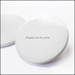 Mats almofadas de mesa Acessórios de decoração de cozinha barra de jantar home home jardim 9cm sublimação em branco Coaster de cerâmica transferência de calor branco impressão