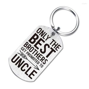 Keychains Funny Men Keychain Engraved Only The Brother Get Promoted To Uncle Key Chain Stainless Steel Keyring Bag CharmKeychains Fier22