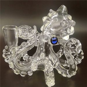 Glass Bong Water Pipe Dab Rig Octopus Shape Hookah 14.4MM Female Joint Bubbler Recycler Borocilicate Craftbong