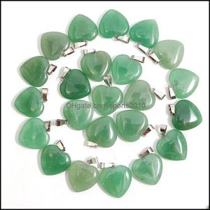 Konst och hantverk Natural Stone Necklace Heart Pendants Green Aventurine Gemstone Charms 20mm For Women Diy Jewelry Ma Sports2010 Dhnun