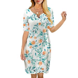 Mulheres vestido estilo rural 3d impresso vneck solto casual manga curta vestido de mudança para vestidos femininos vestido de verão 220616