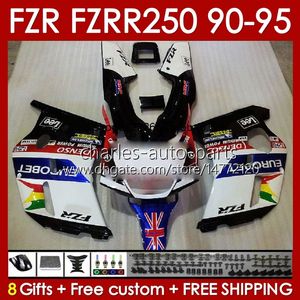 Fairings Kit For YAMAHA FZRR FZR 250R 250RR FZR 250 FZR250R 143No.76 FZR-250 FZR250 R RR 1990 1991 1992 1993 1994 1995 FZR250RR FZR-250R 90 91 92 93 94 95 Body white glossy