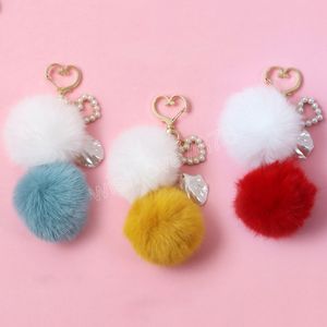 Mode Flauschigen Fell Pom Pom Schlüsselbund Weiche Faux Pelz-ähnliche Ball Auto Schlüssel ring Frauen Tasche Anhänger Schmuck Zubehör geschenk