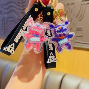 Keychains Battery Bear Keychain Luxury Car Key Accessories Interior Decoration Anime Monster Doll Keyring Kawaii KeyFob Bag Pendant Fred22