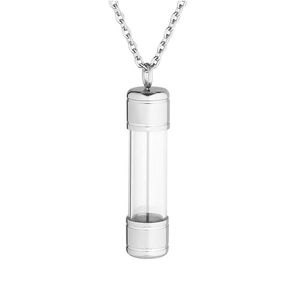 Pendant Necklaces 1PC Acrylic Clear Tube Cremation Ash Urn Cylinder Container Bottle Necklace Memorial Keepsake Vial Locket Stainless