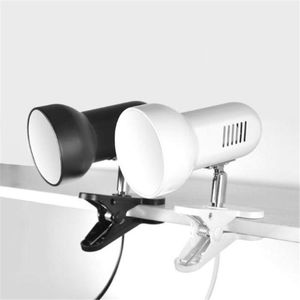 Table Lamps Black White E27 Desk Lamp For Dorm Room Clip DIY Holder Replaceable Light Source Led ReadingTable