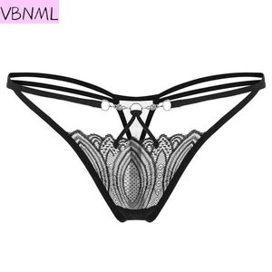 Vbnml bdsm sexig cutout spets transparent heta sexiga trosor damer låg-rise thong kvinnors t-shirt byxor w220324