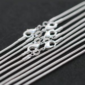 1mm S925スターリングシルバーメッキヘビチェーン女性用男性ロープチェーンDIYネックレスジュエリー16 18 20 22 24インチ