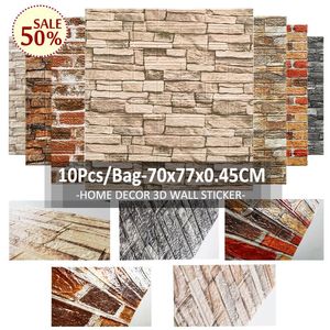 Adesivos de parede 10pcs/saco 3d Brick Padrão papel de parede para sala de estar TV 77x70cm Adesivo auto-adesivo à prova d'água
