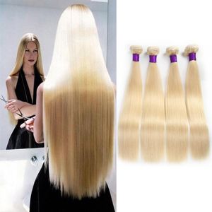 Brazilian Straight Hair Weaves Double Wefts 100g pc 613 Russian Blonde Color 100% Human Remy Hair Extensions302p
