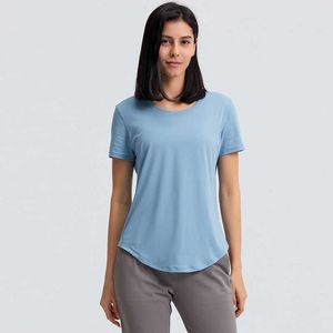 LU-176 Kadın Kısa Kollu Koşu Gömlek Hızlı Kuru Spor Yoga SportsTank Top Gym Koşu Tee Üstleri Egzersiz Yoga Koşu T-shirt