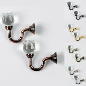 Hooks & Rails Modern Simple Many Colours 5 Styles Zinc Alloy Electroplating Small Crystal Home Curtain Hook Wall Practical HookHooks