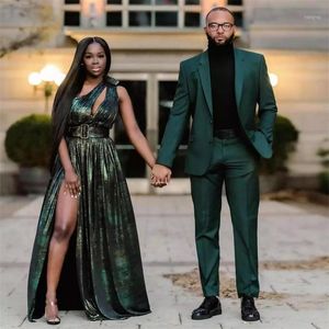 Men's Suits & Blazers 2 Pieces Men Wedding Bridegroom Dark Green Costume Homme Slim Fit Masculino Terno Tuxedo Groom Prom Blazer+Pant