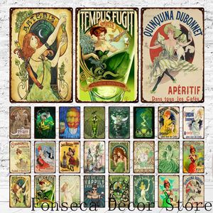 Vintage Vine Beer Poster Tin Sign Decorative Metal Plates Retro Tiki Bar Signs Sexy Pin Up Girl Sticker Home Wall Decoration