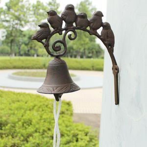 Dekorativa föremål Figurer Gjutjärn Rustik vintage fågelklocka för dörr entré eller veranda inomhus väggdekoration