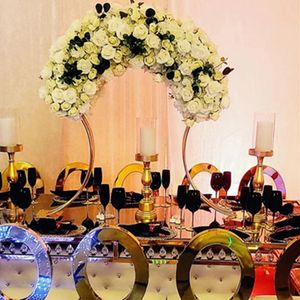 Dekoration Gold Arch Floral Stand Wedding Table Vase Centerpiece Wedding Gold-Plated Geometric Flower Stands Event Party Tables IMKE089