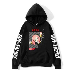 Anya Forger Japonya Anime Casus X Family Hoodies Erkek/Kadın Sweatshirtler Sıradan Uzun Kollu Giysiler Harajuku Büyük Boy Üst Sokak Giyim Y220713