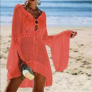 Mulheres biquíni encobrimento de maiô de renda de crochê de praia vestido de praia hollow out mini dres roupas de banho colaboração de verão encobrimento de verão feminino