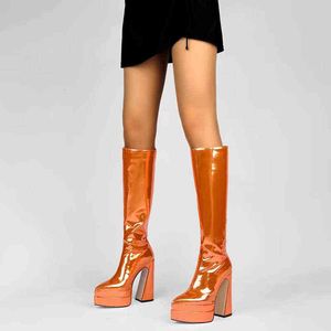 السيدات الخريف والشتاء الجديد في منتصف الأحذية سميكة أحذية مدببة مثيرة حذاء أزياء المرأة ذات الكعب العالي 220815