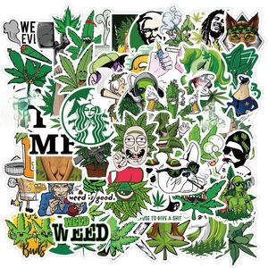 Wholesale 50Pcs Panda Leaves Sticker Plant Character Smoking DIY Stickers For Guitar Kids Tay Game Motorcycle Car Skateboard Luggage Decals