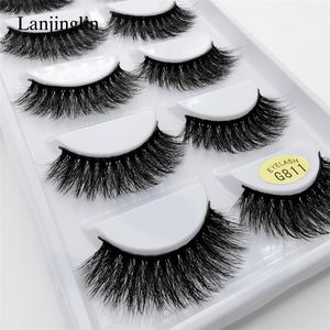 Lanjinglin 10 pudełek Partię rzęsy Naturalne długie fałszywe rzęsy 100% ręcznie robione miękkie rzęsy 3D Makeup Faux Cils G811 220525