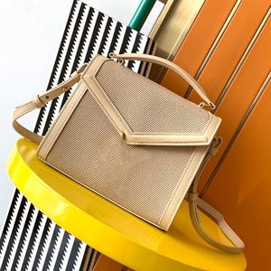 Kvinnor Cassandra Totes Messenger-väskor linne säckväv Äkta kohud Crossbody-väskor Designerhandväskor Lyxiga plånböcker Clutch Plånböcker topphandtag mini canvasväska