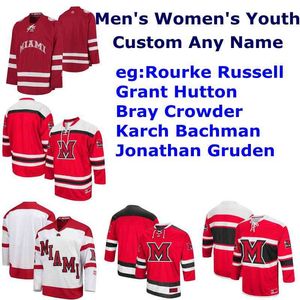 Miami University RedHawks College Ice Hockey Jerseys Men's Bray Crowder Jersey Karch Bachman Jonathan Gruden Christian Mohs Custom Stitched